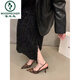 啄木鸟小众法式豹纹高跟鞋包头凉拖鞋仙女鞋子2025新款春夏季气质尖头单 MRL831-12豹纹 高跟款 35