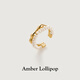 Amber Lollipop Wang Yuwen's same pearl ring for women simple decorative tail ring anniversary birthday gift for girlfriend and wife rice grain pearl (s925 silver gold-plated)