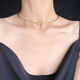 Pop collar women's high-end necklace new Chinese style necklace plated with 18K gold high-end short metal ring clavicle jewelry gold titanium steel collar