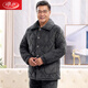 Langsha pajamas men's huge thick handsome home three-layer cotton jacket thickened plus velvet middle-aged and elderly people gray dad grandfather old man 9921 royal blue L [100-125Jin[Jin equals 0.5 kg]] three-layer thickened