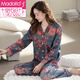 
Modal pajamas for women in spring and autumn long sleeve pure cotton sweet print middle-aged mother women autumn style can wear outside home clothing set 9215 M (160)