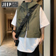 Jeep Spirit Jeep Sommer Kapuze -Weste Japaner Retro Fashion Lose Trendy Brand Evergrande Hip Kapuze arbeiten ärmellose Weste außerhalb schwarzer XL