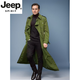 JEEP SPIRIT2025春秋款男款风衣超长款时尚薄款无里布外套过膝风衣男士风衣 卡其色 (无里布) M (140-160斤)