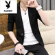 Playboy Summer New Anzug junger Männer Kubikärmel Casual Mid-Sleeve Jacke Sommer Koreaner schlanker Ärmel-Anzug Trend 835 Green (Mid-Sleeve-Anzug) 3xl 150-162jin [Jin entspricht 0,5 kg]