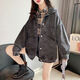 
AEMAPE black denim jacket for women spring and autumn versatile top 2025 new autumn clothes for women denim jacket loose denim clothes 9926# picture black S suggested 80--95Jin [Jin equals 0.5 kg]
