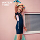 WATERTIME children's swimsuit girls one-piece training medium and large children's sun protection swimsuit 2025 new style blue/pink 140 (131-143cm/27-34kg)