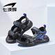 Qibohui boys sandals children's shoes medium-large children's soft sole open-toe shoes summer new 2025 teenager boys beach shoes black/blue-757 40