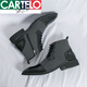 CARTELO leather shoes men's formal wear fashion business casual Martin boots trend British and Korean version pointy toe wedding groom leather shoes trend X.9712 black (inner height increase) 39