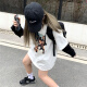 御仕达时尚短袖小众t恤女装潮ins港风体恤圆领印花上衣女夏 T1278白色短袖0 M
