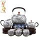 承韵尚樽双龙银壶纯银999茶具套装手工一张打复古足银送礼银茶壶茶杯全套 整套1416克+证书