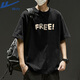 Warrior American retro t-shirt short-sleeved men's large letters summer loose trendy brand youth bottoming shirt half-sleeved top