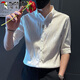 Holzspecker (Tucano) Hemd Herren Frühling und Sommer dünne Fünfviertelhülle Casual Shirt Herren koreanischer Stil Trendige Jacke Herrenkleidung weiß XL