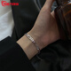 Guanpuge Fat Donglai same style men's platinum bracelet new platinum tank chain Cuban NK chain women's personality niche simple k gold bracelet width 4mm long 16.5cm