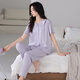 
Kuaishen pajamas for women in summer pure cotton thin short-sleeved trousers for women, mother casual loose doll collar, can be worn outside home clothes 698 Taro purple L [160-165CM/100-125Jin [Jin equals 0.5 kg]]