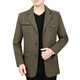 Pierre cardin spring and autumn men's clothing middle-aged men's pure cotton jacket casual daddy autumn jacket suit collar mid-length jacket deep khaki [stand collar] 180 XL