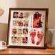 Baby dragon's one-year-old hand and foot print photo souvenir photo frame 100 days of baby footprints and full moon ceremony walnut color - one year old - horizontal version 33x33cm