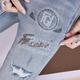 Gezan Printed Diamond Jeans Men's 2025 Spring and Summer New Pants Men's Trendy Men's Slim Small Feet High-end Casual Light Blue 9855 30 (2 feet 3)