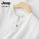 Jeep Spirit American High-High-High Gray Summer New Borded Cotton Linen Stand Collar Camiseta Camiseta de manga corta para hombres Manga de hilo delgada en forma municipal M [Peso recomendado 100-120 Jin [Jin es igual a 0.5 kg]]