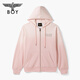 BOY LONDON Spring Couple Style Pink Gradient Versatile Women's Cotton Hooded Cardigan Sweater Jacket N06005 Pink XS