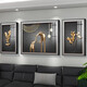 Leichte luxuriöse abstrakte Wohnzimmer Dekorative Gemälde, Sofa Hintergrundwand, weiche Ausstattungsmaler, einfache und atmosphärische Untersuchung, Kristallporzellanbilder, TXMG12048, Mitte 80*60 cm/rechts 40*60 cm geeignet für 2.