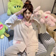 另约睡衣女春秋款长袖带胸垫2025新款可爱卡通甜美小熊夏季家居服套装 A691 星星海狸 M