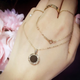 Seki Satomaru-sama Korean 14K gold necklace black faceted versatile fashionable round pendant clavicle chain small pendant + chain
