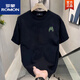 ROMON (ROMON) 2024 casual men's short-sleeved pin T-shirt summer half-sleeved cotton trendy brand loose versatile top T V983 black L