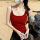 斤慕露背吊带背心女外穿带胸垫夏季性感热辣内搭弹力修身美背短款上衣 红色-均码【适合80-125斤】