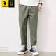 Playboy (Playboy) Herren -Clipper Hosen 2025 Neue Frühlings- und Herbst -Arbeitskleidung gerade lose Hammer in der Pure Cotton Casual Hosen Herren trendig und vielseitig 9904 Dunkelgrau [reiner Baumwoll -Hochqualität] L.