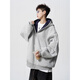 Heavy zipper cardigan sweatshirt for men and women spring American loose couple hoodie vibe high street casual hooded jacket gray spring and autumn 400g single side wear XL recommended 130-150Jin Jin equals 0.5 kg