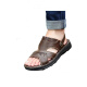 Changxiang Huili Sandalen Herren echte Leder Beach Schuhe Herren lässige Sandalen Zehenschicht Cowide Leder Nicht-Schlupf-Rindfleisch-Sehne Sohle Vaters Schuhe Herrenschuhe 9928 Brown 38