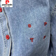 Pierre Cardin Design-Sensory Letter Sticked Casual Long Ärmel-Jeanshemd für Frauen früh Frühling Neue modische lose Basis Top 693 Retro hellblau [Werksglattes Haar] Empfohlen 80-95 s