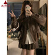 
Xia Yuyao Korean leather jacket for women 2025 Spring and Autumn New Short Jacket for Women Slimming Baseball Jacket Fashionable and versatile Coffee XL 110-120Jin [Jin equals 0.5 kg]