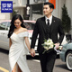 Luo Meng groom wedding suit men's Korean slim dress business professional formal suit men's British tops medium gray double button suit + trousers + vest + shirt XL 120-135Jin Jin equals 0.5 kg
