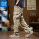 Zhenweis Pantalon décontracté pour hommes 2025 Summer Summer Loose Straight Paratrooper Pantals Sports American Fashion Brand de travail Pantalon Men Khaki 4xl [Recommandation marchande] 180 ~ 200jin [Jin est égal à 0,5 kg]