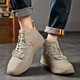Jeep men's shoes 2025 new spring high-top shoes for men's sports warm casual shoes for men's leather Martin boots sand color (recommended by the store manager) 38 [Recommended to take a small size]
