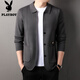 Playboy (Playboy) Frühlings- und Herbst-Strick-Strickjacke für Männer mit mittleren Alter Casual Thin Longleved Jacket Korean Style Slim Pullover Jacke Kamel M.