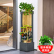 Hougu Decoration Home Rockery, Fish Pond, Waterfall and Flowing Water Ornaments Floor-to-ceiling Living Room Office Feng Shui Lucky Circular Water Curtain Wall Opening Gift Fresh and Elegant Green Plants