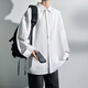 Homlean Japanese simple long-sleeved shirt men's autumn casual inner wear high-end lapel jacket HL11 white 2XL