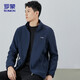 ROMON jacket men's spring and autumn business trend imitation lamb velvet stand collar fleece jacket soft fleece jacket men's AX