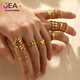 
JEA PIE Vietnamese Sand Gold Ring Simple Ins Style Leaf Geometric Hollow Flowers 18k Gold-plated Serpentine Multi-layer Titanium Steel Ring HF-J1391-Gold Adjustable Opening