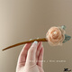 Dai Yan ancient style wooden hairpin, new Chinese style daily hairpin, rose wood hairpin, women's ancient style cheongsam and Hanfu accessories, light purple flower hairpin