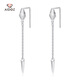 Aido diamond Pt950 platinum earrings for women, fashionable platinum snake pattern ear hooks, geometric earrings, rhombus tassel earrings, snake pattern, one pair, weighing 2.0-2.2 grams