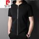 Pierre Cardin Summer Zipper Camiseta de manga corta Cardigan Camiseta con capucha Sports Camiseta algodón de sudadera con capucha de gran tamaño tendencia de sudadera 2753 beige amarillo l