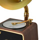 Dufanshi all-in-one CD record player, retro CD player, Bluetooth speaker, wireless speaker, vinyl gramophone shape, mini multi-functional USB Bluetooth speaker, Los Bella (Bluetooth + CD model), dark walnut + charging and plugging + music USB disk
