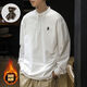 Yingtang Autumn Henry Collar Long Sleeve T-Shirt Men's Plus Velvet Large Size POLO Bottoming Shirt Spring and Autumn Men's Sweater White Autumn Style Regular M Recommendation-115Jin Jin is equal to 0.5kg