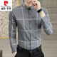 Pierre cardin spring and autumn plaid casual shirt men's long-sleeved thin high-end shirt business slim-fit trendy shirt 9922 khaki XL (120-135Jin [Jin equals 0.5 kg])