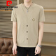 Pierre Cardin Summer Ice Seide Strick gefälschte zweiteilige kurzärmelige T-Shirt-T-Shirt-Korean-Stil-Slim und Kühl und dünn halbärmelig T-Shirt Top 6626 Khaki L 110-125 Jin [Jin gleich 0,5 kg]