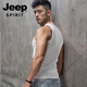 JEEP SPIRIT美式复古粗螺纹背心男纯色棉弹力修身紧身运动健身跨栏无袖打底夏 白色 L (120-135斤)修身