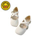G.duck2024 Spring and Autumn Retro Korean Style Square Toe Girls Leather Shoes Little Girls Soft Sole Peas Shoes Children's Little Fragrance Princess Shoes Apricot 24
